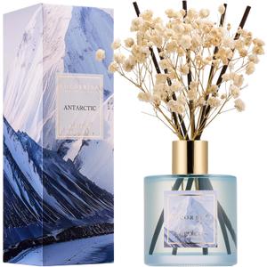 COCORRNA Reed Diffuser - Antarctic 6.7 Fl.oz Reed Diffuser Set with 8 Sticks & Preserved Baby's Breath, Reed Diffuser for Home Bathroom Shelf Decor