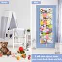 Over Door Stuffed Animal Storage, Hanging Plush Toy Organizer Holder | Behind Door Organizer with 4 Large Pockets, Mesh Hammock Bag for Doll & Bear Stuffies, Idea for Girl Boy Kid Nursery Closet