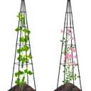 Lalahoni 2 Pack Garden Trellis for Climbing Plants Outdoor Indoor Pot | 67inch Tall Plants Support with Adjustable Stake Arms | Garden Obelisk Trellis, Lightweight, Black