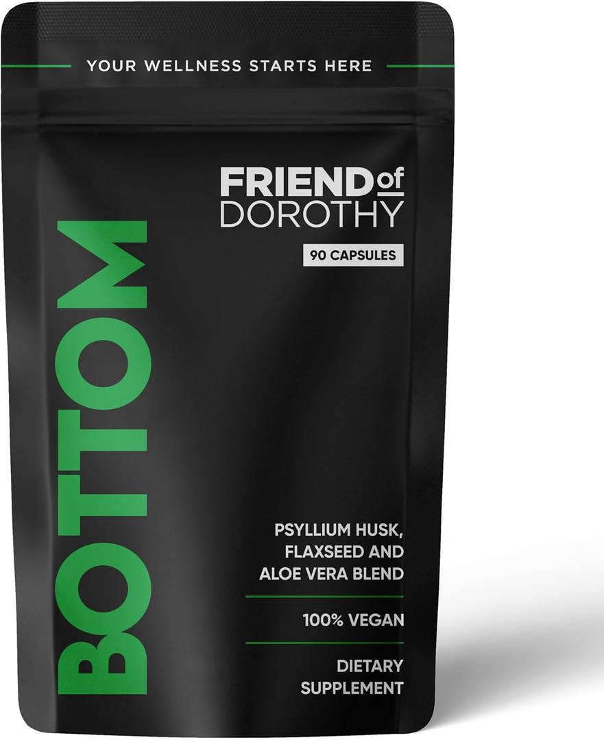 FRIEND OF DOROTHY Bottom, Fibre Capsules, Psyllium & Aloe, 90 Capsules Created for gay men. Psyllium husk, flaxseed and aloe vera fibre capsules for regularity and digestive wellness.