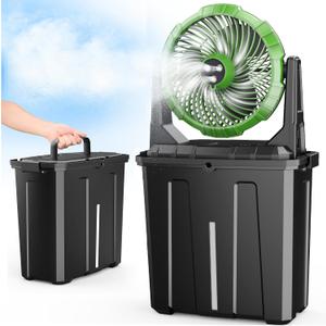 Ausic Portable Misting Fan, 9L 10-inch Outdoor Mist Fans for Outside Patios Cooling, 30000mAh USB Rechargeable Battery Powered Fan with Water Box, 3 Strong Winds, 3 Spray Mister, Summer Essentials