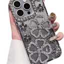 YTanazing Cute Glitter Bling Flower Case for iPhone 16 Pro Max,Luxury Diamond Glitter Rhinestone 3D Floral Women Girls and Sparkly Shiny Slim Shockproof Case for iPhone 16 Pro Max, Silver