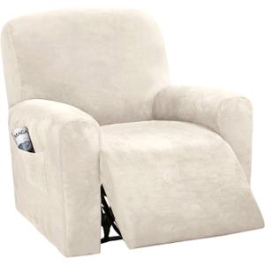 H.VERSAILTEX Velvet Stretch Recliner Couch Covers 4-Pieces Style Recliner Chair Covers Recliner Cover for Reclining Chair Slipcovers Feature Non Slip Form Fitted Thick Soft Washable, Ivory H.VERSAILTEX Velvet Stretch Recliner Couch Covers 4-Pieces Style Recliner Chair Covers Recliner Cover for Reclining Chair Slipcovers Feature Non Slip Form Fitted Thick Soft Washable, Ivory