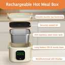 Electric Lunch Box for Adults Woman,Cordless Electric Lunch Box for Youth,Rechargeable Portable Food Warmer 800ml Inner Container,Waterless Heating Fast Heating Lunchbox,Digital Display