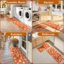 LEEVAN Orange Fall Kitchen Rugs Set of 2,Maple Leaves Farmhouse Kitchen Mats for Floor,Non Slip Washable Halloween Autumn Rugs for Kitchen Floor Fall Decor Laundry Office Sink Desk (17''x29''+17''x47'')