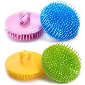 Aroveea Hair Scalp Brush Dandruff Cleaning Brush Shower Scalp Shampoo Brush Scalp Massager Pack of 4(Blue,Green,Yellow,Pink)