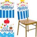 Moukeren 2 Pieces Back to School Happy Birthday Felt Chair Covers Kids Birthday Party Classroom Seat Decorations Dining Chair Seat Cover Slipcovers Gift for Classroom Home Dining Party Favor