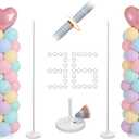 Balloon Stand 15-56 Inch Height Adjustable Balloon Stands For Floor Anti-Tip Balloon Column Stand Metal Material Balloon Column Kit Set Of 2 For Party Celebration Birthday Decor Baby Shower (White)