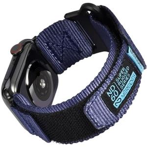 Nereides Compatible with Apple Watch Series 10 Band Series 9/8/7/6/5/4/SE/SE2/Ultra 1/2, Nylon Sports Strap with Woven Design for 49mm/46mm/45mm/44mm (L, Blue)