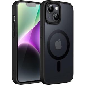 JETech Magnetic Case for iPhone 14 6.1-Inch Compatible with MagSafe, Translucent Matte Back Slim Shockproof Phone Cover (Black)