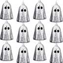 12 Pcs Halloween Disco Ghosts Decor Halloween Ornament Silver Mirror Disco Skeleton Tabletop Centerpiece for Holiday Cosplay Home Props Gift Party Decorations (Sliver)