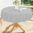 Smiry Round Table Cloth 60 Inch, Waterproof Wipeable Vinyl Tablecloths Protector, Oil Spill Proof Plastic Table Cover for Dining, Picnic, Camping, Outdoor, Light Grey