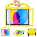 Kids Case for iPad A16 11th Generation 11Inch 2025/ iPad 10th Generation 10.9Inch 2022, Sanyetral Lightweight Shockproof Cover with Screen Protector/ Pencil Holder/ Handle/ Stand for iPad 10th/ 11th -Yellow