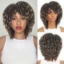 HANNE Short Dreadlock Wig Short Faux Locs Twist Wigs for Black Women and Men Afro Curly Synthetic Wig (OT27)