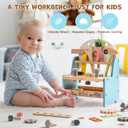 ROBUD Mini Wooden Play Tool Workbench Set for Kids Toddlers - Montessori Toys for 3 4 5 Years Old Boys Girls