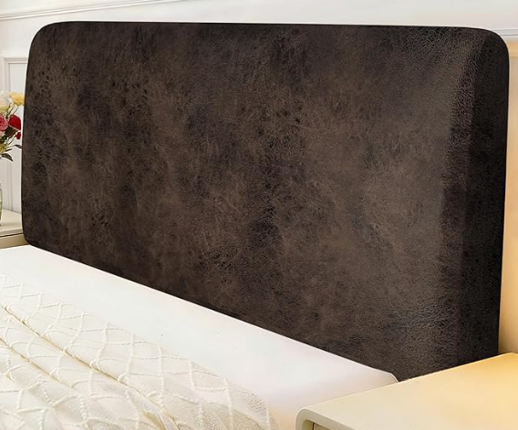 ANARACHON Stretch Bed Headboard Cover, Small Square Jacquard Bed Headboard Slipcover Soft Dustproof Protector Cover for Bedroom Decor(Brown, King:78.7")