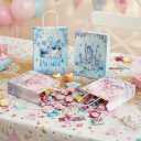 24 Pcs Princess Prince Party Favor Bags with Handles - Prince Princess Castle Goodie Gift Candy Treat Paper Bags for Birthday Gender Reveal Baby Shower Party