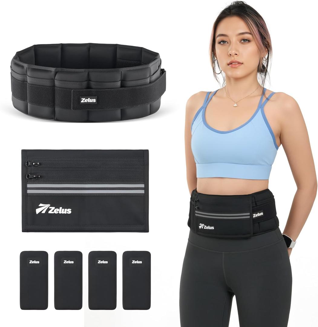 ZELUS Weighted Belt, Z-Fit Adjustable Weighted Belt for Men Women with Removable Silicone Soft Iron Blocks, Waist Adjustable Waistband for Training Walking Yoga, Size: Medium-8LB (31.5” - 46.5")