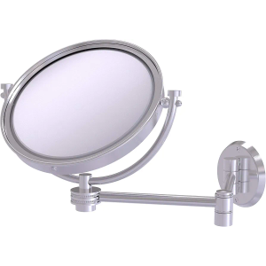 Allied Brass WM-6D/4X-SCH 8 Inch Wall Mounted Extending Make-Up Mirror 4X Magnification with Dotted Accent, Satin Chrome