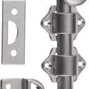 Rockwood 630-4.26D Solid Brass Surface Bolt with Universal And Mortise Strike, 2 Guide, 4" Bolt Length, Brass Satin Chrome Plated Finish