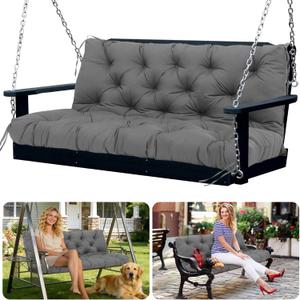 Outdoor Swing Cushion Replacement Waterproof Porch Swing Cushions with Backrest Extra Thick 5" Bench Cushions with Ties for Outdoor Furniture Patio Backyard Garden Lawn (Dark Gray 60x40x5inch)