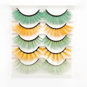 XIAO HUA Colored Eyelashes Mink Lashes, Fluffy Colorful Lash Clusters, Dramatic Long Thick Cat Fox Eye Lashes Full Curly False Eyelash,Curl Salon Extensions Strip 5 PairsAYW-10