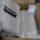 G-Rack Stackable Storage Organiser - Space-Efficient Plastic Storage Bin with Doors - Practical, Removable, Foldable Cabinet - Movable, Stackable Storage Bins - Transparent/White - Set of 4
