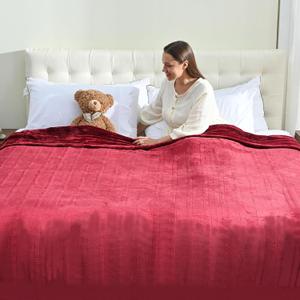 Heated Electric Blankets - Soft Flannel Heating Throw Electric Blanket Full Size 77"  84" Red - Velvet & Velvet