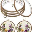 PATIKIL 6inch Embroidery Hoop, 4pcs Cross Stitch Hoop Rubber Imitated Wood Circle Frame Ring for Embroidery Art Craft Sewing Ornaments Hanging Decoration