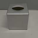 Y-in Hand Tissue Box Cover, Square Facial Tissue Holder Storage for Bathroom Vanity, Countertops, Dressers, Night Stand, Parlors and Offices - Silver