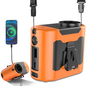 Waist Fan Belt Fan, Portable Waist Clip Personal Fans, Rechargeable Shirt Fans, 10000 mah 5 Speed & Flashlight Handfree Lightweight For Outdoor Camping Travel Hiking (Orange)