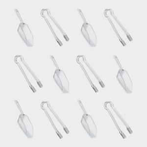 12 Pcs Plastic Ice Tongs and Scoops Mini Kitchen Tongs Utility and Kitchen Scoops Ice Shovel Scoop Ice Cube Buffet Scoop for Cocktail Whiskey Tea Party Candy Dessert Buffet