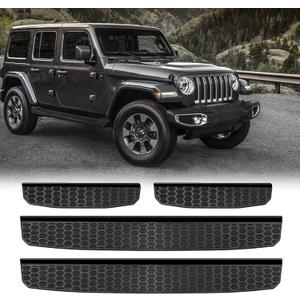 Door Sill Guard Jeep Wrangler JL Accessories Applicable to 2018-2024 JL JLU and Jeep Gladiator JT 2020-2022, Entry Scuff Plate Cover, Door Entry Guards, Black