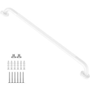White Shower Grab Bar w/Anti-Slip Knurled Grip 36 Inch, Zepolu Stainless Steel Bathroom Handicap Grab Bars, Safety Bar Balanced Handrail, Handicap Injury Elderly Senior Assist Support Shower Handle