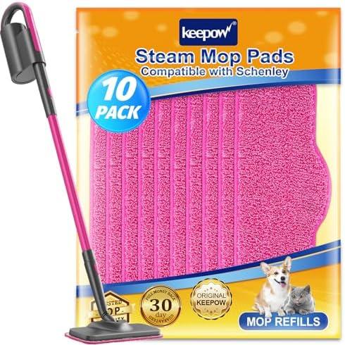KEEPOW 10 Pack Microfiber Steam Mop Pads Compatible with Schenley Steam Mop Cleaner, Washable and Reusable Replacement Mop Pads Accessoriess Fit for Steam Mop SLFCSM064 & SLFCSM063