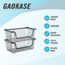 GAOKASE 4 Pcs Stackable Wire Baskets for Pantry Organizers and Storage,Vegetable Fruit Basket for Countertop,Kitchen Storage Metal Baskets,Produce Potato Onion Storage Bin,Black