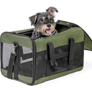 Conlun Cat Carrier Airline Approved, SoftSided Dog Carrier with Inner Safety Leash, Pet Transport Carrier for Small-Medium Cats, Puppies up to 15 Lbs, Collapsible Travel Kitten Carrier Bag BlackM
