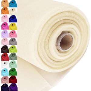 Ivory Tulle Fabric Roll Spool Bolt (54 Inch by 40 Yards) Large Tulle Wedding Party Decoration, Tutu Skirt, Table Runner, Gift Wrapping, Bridal Shower, Soft & Drape (Ivory)