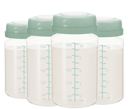 TOVVILD 10oz Breast Milk Storage Bottle for Momcozy 22oz Breast Milk Cooler, Collection Bottle Container for Fridge, Pumping Bottles Compatible with Spectra Wide Neck Flange, 4PCS