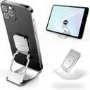 Phone Ring Holder Finger Kickstand 360Rotation Cellphone Back Grip Foldable Cell Phone Stand for Desk Compatible with iPhone iPad Smartphones Tablets (Aluminum Alloy Silver)