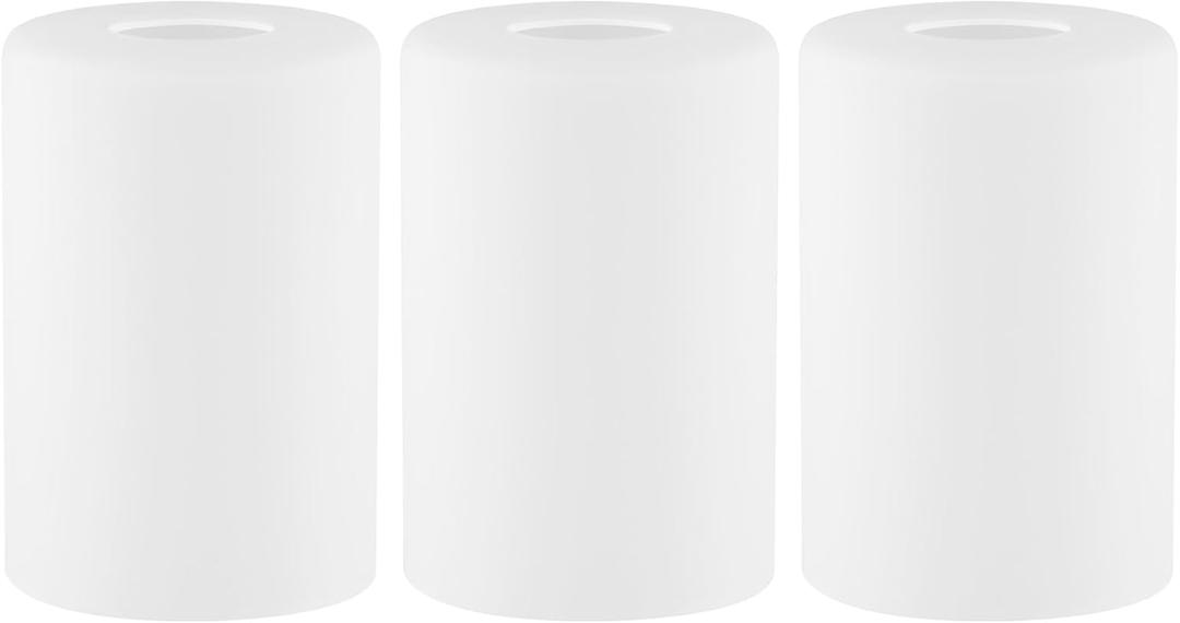 3 Pack Frosted Opal White Glass Lamp Shade, Lip-less Cylinder Glass Light Fixture Cover, Replacement Globe for Chandelier, Pendant, Vanity Light