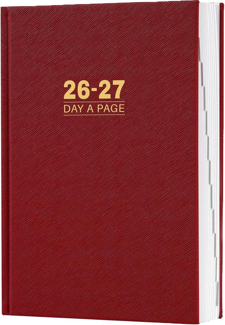 2026-2027 Diary - Diary Full Page Per Day, Daily Planner 2026-2027, Jul. 2026 - Jun. 2027, 5.8" x 8.4", Agenda for 365 Days - Hardcover Red