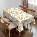 Gold Vintage Lace Rectangle Tablecloth Floral Branches Leaves Medieval Royal Style Table Cloth Dining Table Cover for Home Kitchen Restaurant Party Buffet Picnic 54 x 72 Inch