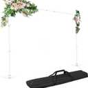 EMART Backdrop Stand, 8.5x10ft Width Adjustable Photography Background Support Poles with Heavy Duty Flat Base, Photo Metal Steel Pipe and Drape Frame Kit for Parties Birthday Wedding - White