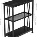 Narrow Side Table,20" Long End Table with 3 Tier Storage Shelves, Small Hallway Table, Industrial Accent Skiny Slim Couch Beside Table for Narrow and Small Spaces, Black, 20*9*24inches/51*23*61cm