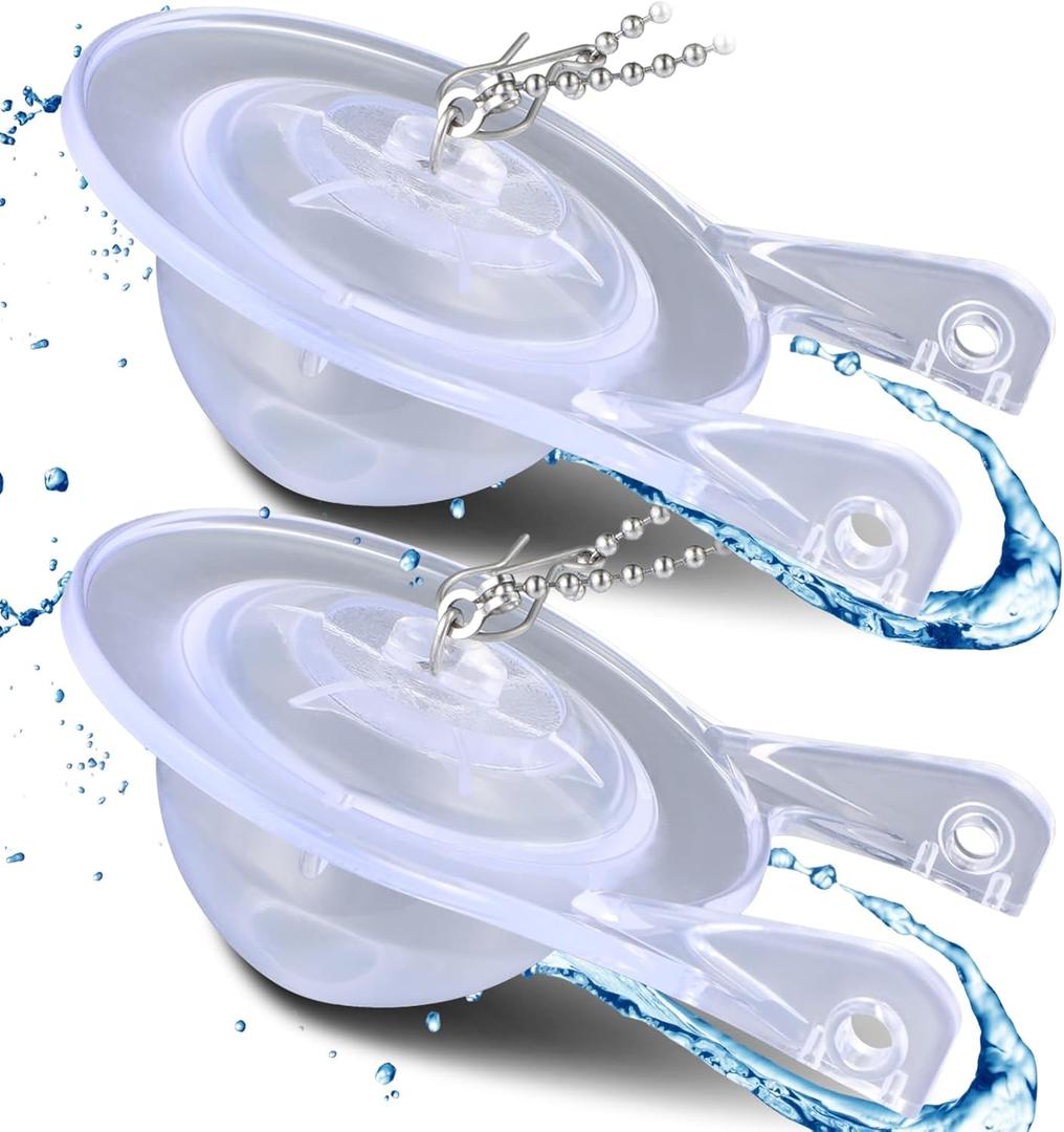 2Pcs 3Inch Toilet Flapper Replacement Kit for 99-827 Toilet Flap Parts Flapper Rubber with Stainless Chain Replacement Parts For Similar Models Easy to Install Clear