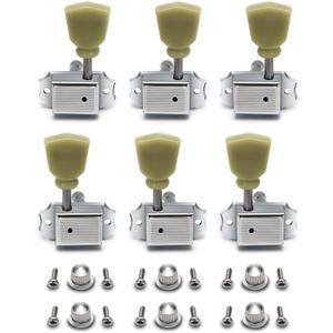 Metallor Vintage Guitar String Tuning Pegs Tuning Machines Tuning Keys Machines Heads Tuners Compatible with Les Paul LP SG Style Electric Guitar 3 Left 3 Right, Chrome with Tulip Button.