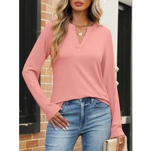 ANRABESS Womens Long Sleeve Shirts V Neck Business Casual Work Tunic Tops Basic Tees 2025 Fall Outfits
 Size 2XL