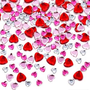 400 Pieces Valentine's Day Red Heart Rhinestone Acrylic Pink Rose Flatback Rhinestones Heart Crystal Gems 10 mm/ 8 mm/ 6 mm for Crafts DIY Jewels