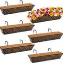 Geetery 6 Pack Window Railing Planter 30 Inch Deck Black Metal Hanging Flower Planter Basket Window Boxes Railing Planter Basket with Coconut Liner for Patio Fence Porch Balcony(Vintage)